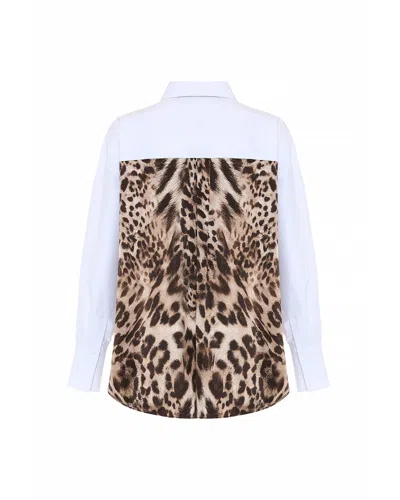 Theo The Label Women's Brown Echo Print Back Banker Shirt - Leopard