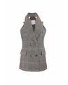 Theo The Label Women's Brown Eudora Sequined Prince Of Wales Halter Vest - Koffee Bean In Gray