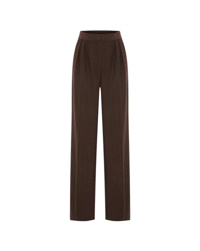 Theo The Label Women's Brown Kores Punto Herringbone High-waist Pant - Amber Sky