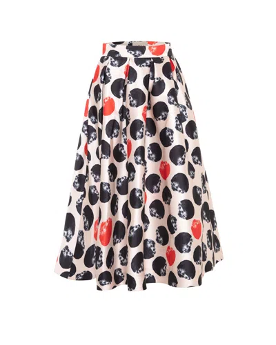 Theo The Label Women's Clio Pleated Dot Skirt In Ivory/black/crush