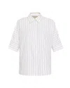 Theo The Label Women's Echo Back Button Dolman Shirt - White / Sand In White