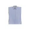 Theo The Label Echo Back Button Sleeveless Shirt In Blue
