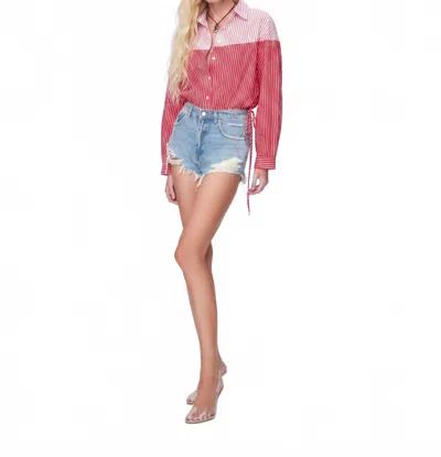 Theo The Label Women's Echo Mix Stripe Colorblock Shirt In Hypernova In Multi