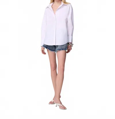 Theo The Label Women's Echo Print Back Banker Shirt In White / Nebula In Neutral