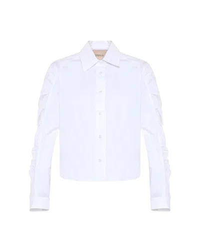 Theo The Label Women's Echo Ruched Sleeve Shirt - White