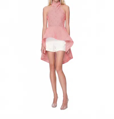 Theo The Label Women's Echo Striped Pearly Halter Top In Hypernova / Gold In Pink