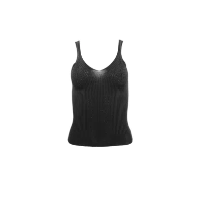 Theo The Label Women's Eos Ribbed V-tank Top Black