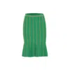 Theo The Label Women's Ersa Shimmer Rib Stripe Tulip Skirt - Green / Gold In Green