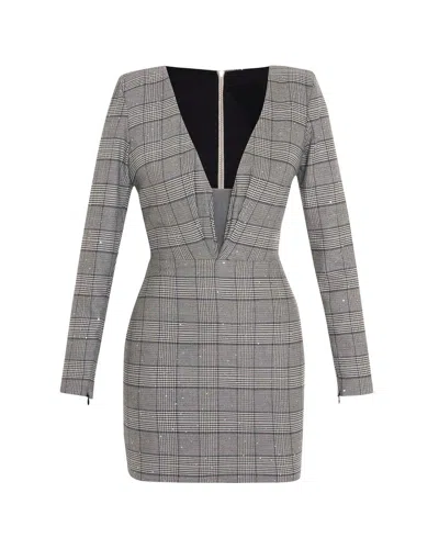 Theo The Label Women's Eudora Sequined Prince Of Wales Mini Dress - Black In Gray