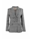 Theo The Label Women's Eudora Split Sleeve Sequined Prince Of Wales Jacket - Black In Gray