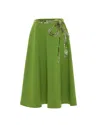 Theo The Label Women's Green Harmonia Embroidered A Line Skirt In Green