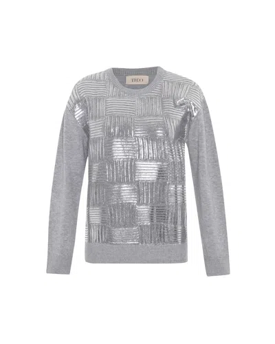 Theo The Label Women's Grey Shakti Laminated Weave Pullover In Heather Grey