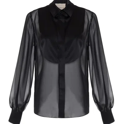 Theo The Label Women's Idalia Plasteron Chiffon Blouse - Black