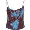 Theo The Label Hydra Printed Cowl Neck Cami In Brown