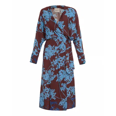 Theo The Label Women's Neutrals / Blue Hydra Printed Maxi Dress - Koffee / Blue