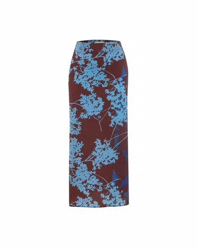 Theo The Label Women's Neutrals / Blue Hydra Printed Maxi Skirt - Koffee / Blue