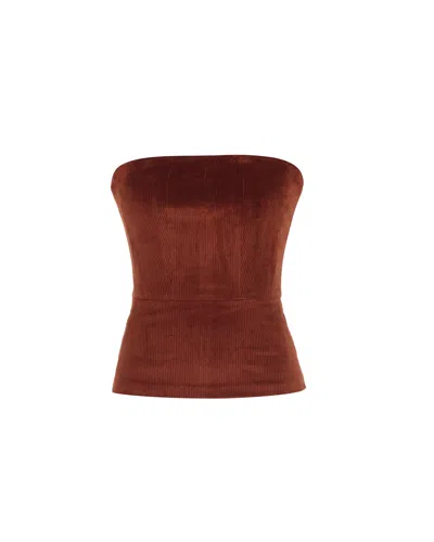 Theo The Label Women's Neutrals / Brown Clotho Corduroy Strapless Bustier In Cinnamon