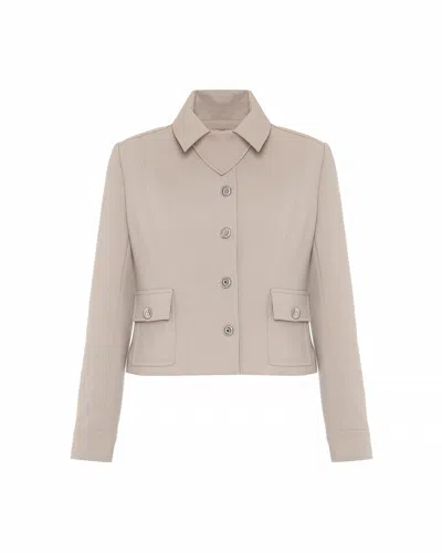 Theo The Label Women's Neutrals Daphne Collar-tab Military Jacket - Stone
