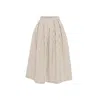 Theo The Label Echo Box Pleat Striped Midi Skirt