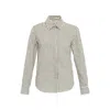 Theo The Label Women's Neutrals Echo Mix Stripe Pearly Shirt - Khaki / Gold In Khaki/gold