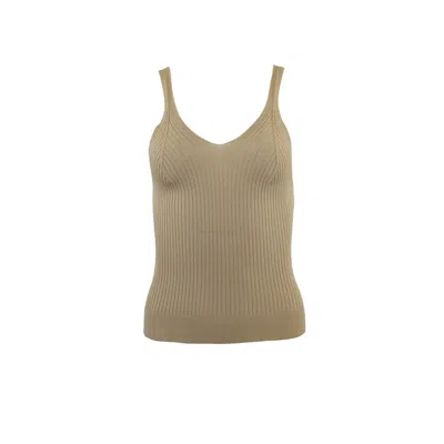 Theo The Label Women's Neutrals Eos Ribbed V-tank