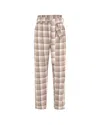 Theo The Label Women's Neutrals Europa Plaid Flannel Crystal Pant - Wheat / Crystal In Black