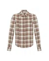 Theo The Label Women's Neutrals Europa Plaid Flannel Crystal Shirt - Wheat / Crystal In Animal Print