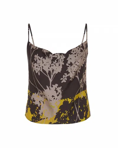 Theo The Label Women's Neutrals Hydra Printed Cowl Neck Cami - Wheat / Gold In Yellow