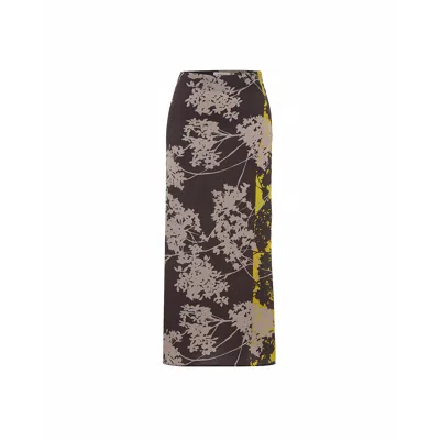 Theo The Label Women's Neutrals Hydra Printed Maxi Skirt - Wheat / Gold In Yellow