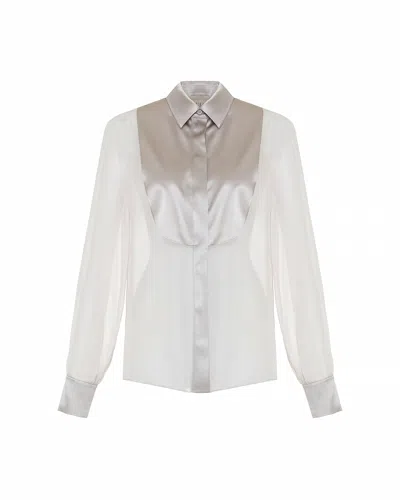 Theo The Label Women's Neutrals Idalia Plasteron Chiffon Blouse - Stone