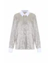 Theo The Label Kleio Sequin Collared Shirt In White