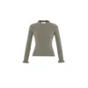Theo The Label Women's Neutrals Pallas Rib Knit Ruffle Neck Sweater - Sustained Grey In Gray