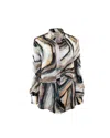 Theo The Label Women's Neutrals Urania Geo Print Blouse
