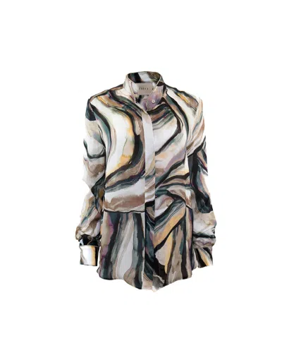 Theo The Label Women's Neutrals Urania Geo Print Blouse In Multi