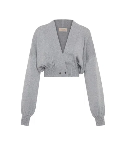 Theo The Label Women's Nomia Cropped Cardigan - Heather Grey