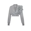 Theo The Label Women's Nomia Cropped Rosette Cardigan - Heather Grey In Grey