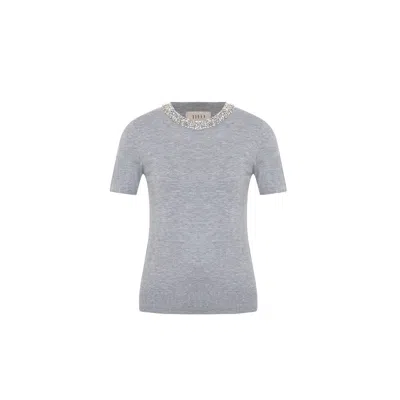 Theo The Label Women's Nomia Embellished Knit Tee - Heather Grey