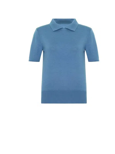 Theo The Label Women's Nomia Polo Sweater In Palace Blue