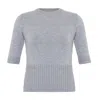 Theo The Label Women's Nomia Ribbed Waist Crew Sweater Tee - Heather Grey In Blue