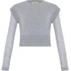 Theo The Label Women's Nomia Sheer Sleeve Crew Neck Sweater - Heather Grey In Gray