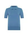 Theo The Label Nomia Short Sleeve Polo Tee In Blue