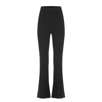 Theo The Label Women's Pallas Rib Knit Bootcut Pant - Black