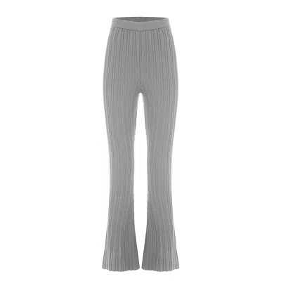 Theo The Label Women's Pallas Rib Knit Bootcut Pant - Heather Grey