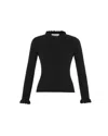 Theo The Label Women's Pallas Rib Knit Ruffle Neck Sweater - Black