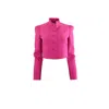 THEO THE LABEL WOMEN'S PINK / PURPLE DAPHNE CROPPED MILITARY JACKET
