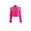 Theo The Label Daphne Cropped Military Jacket In Pink/purple