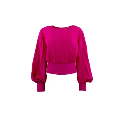 Theo The Label Women's Pink / Purple Idalia Pleated Blouse Fushia In Pink/purple