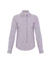 Theo The Label Women's Purple Echo Mix Stripe Pearly Shirt - Mauve / Gunmetal In Multi