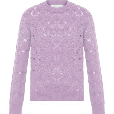 Theo The Label Women's Purple Ersa Pointelle Argyle Pullover - Cosmic Mauve