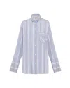 Theo The Label Women's Purple Euanthe Side Button Boyfriend Stripe Shirt - Cosmic Mauve In Purple